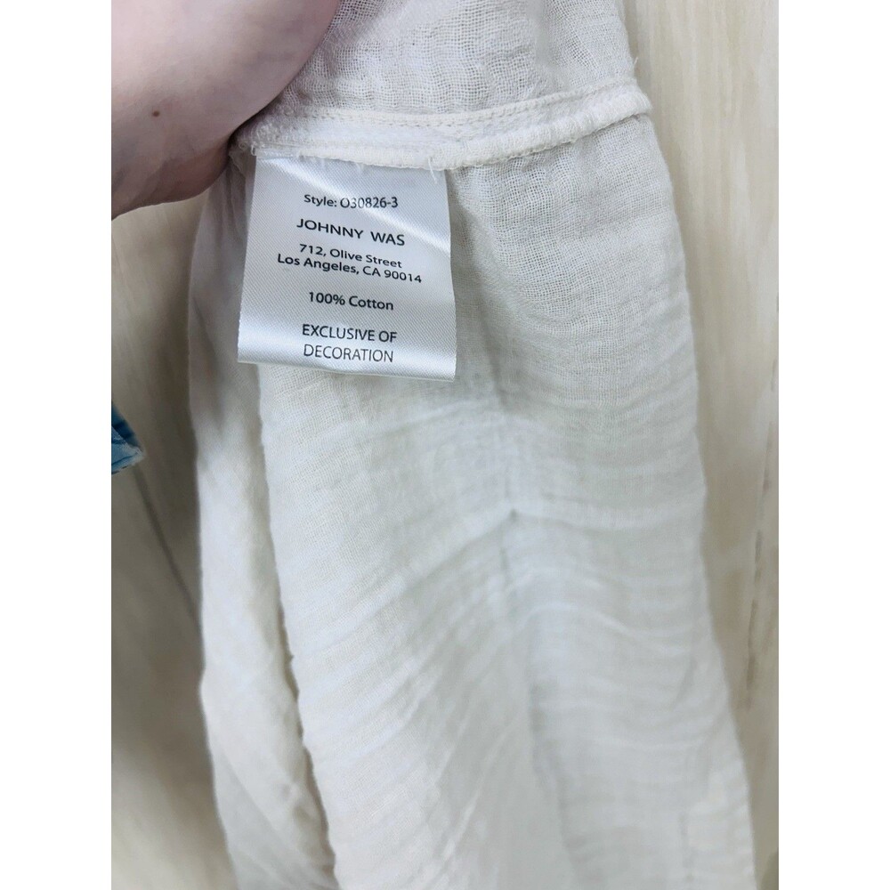 Johnny Was Cotton Tiered Midi Sundress Striped Carana Cream XS Vacation - Picture 5 of 7